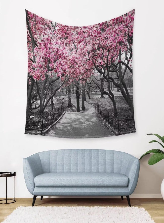 AAVEUP Cherry Blossom Forest Tapestry Pink Beautiful Japanese Nature Cherry Blossom Tree Forest Tapestries for Bedroom Dorm Living Room Decor 30x30in - Image 4